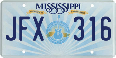 MS license plate JFX316