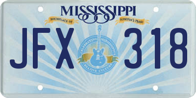 MS license plate JFX318