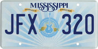 MS license plate JFX320