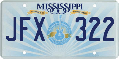 MS license plate JFX322