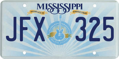 MS license plate JFX325