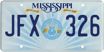 MS license plate JFX326