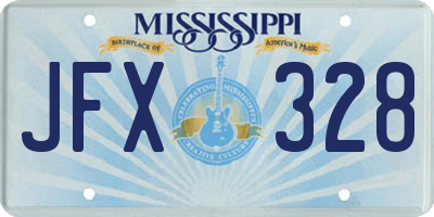 MS license plate JFX328
