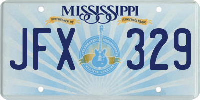 MS license plate JFX329