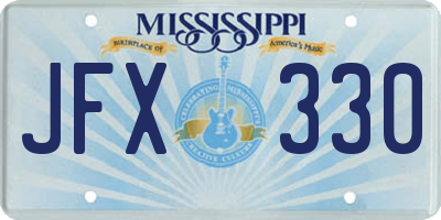 MS license plate JFX330