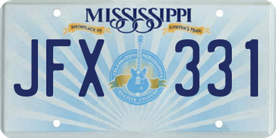 MS license plate JFX331