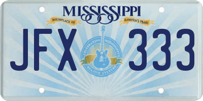 MS license plate JFX333