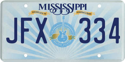 MS license plate JFX334