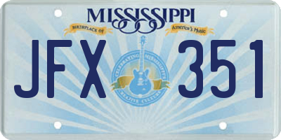 MS license plate JFX351
