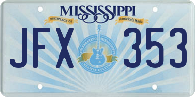 MS license plate JFX353