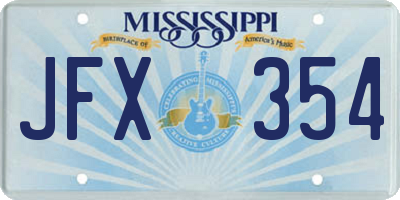 MS license plate JFX354