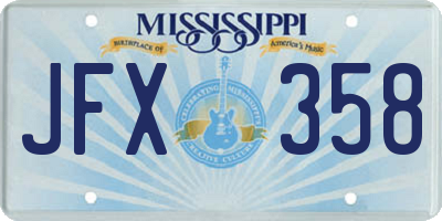 MS license plate JFX358