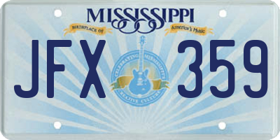 MS license plate JFX359