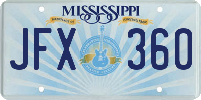 MS license plate JFX360