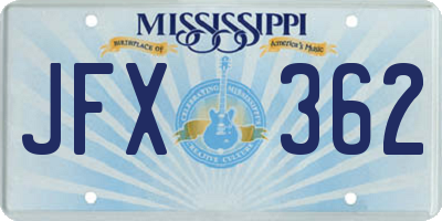 MS license plate JFX362