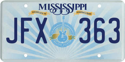 MS license plate JFX363