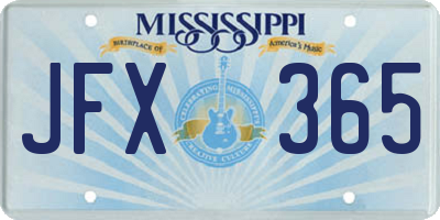 MS license plate JFX365