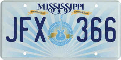 MS license plate JFX366