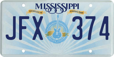 MS license plate JFX374