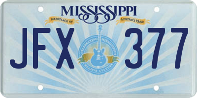 MS license plate JFX377