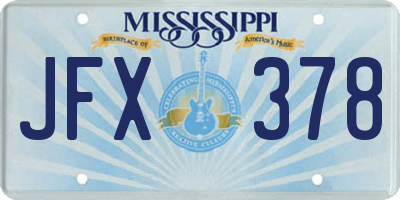 MS license plate JFX378