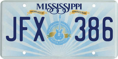 MS license plate JFX386