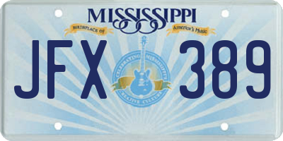 MS license plate JFX389