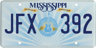 MS license plate JFX392