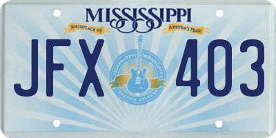 MS license plate JFX403
