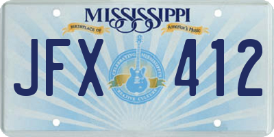 MS license plate JFX412