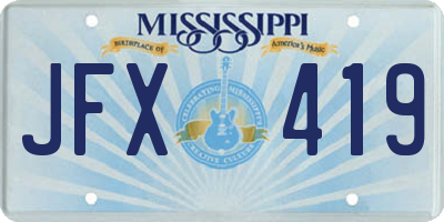 MS license plate JFX419