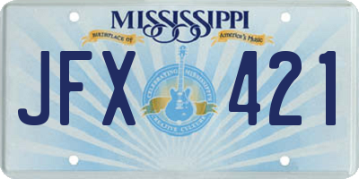 MS license plate JFX421