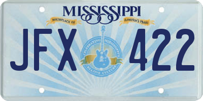 MS license plate JFX422