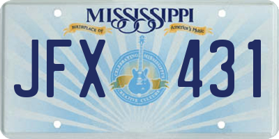MS license plate JFX431