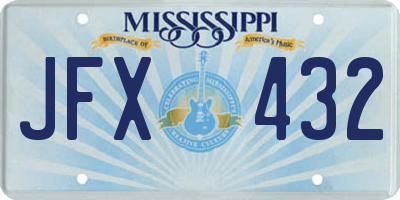 MS license plate JFX432