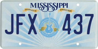 MS license plate JFX437