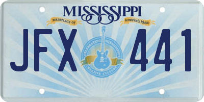 MS license plate JFX441