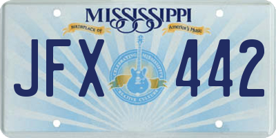 MS license plate JFX442