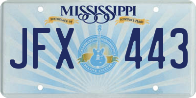 MS license plate JFX443