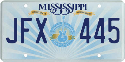 MS license plate JFX445