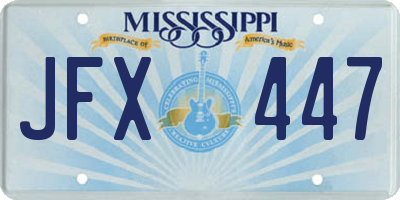MS license plate JFX447