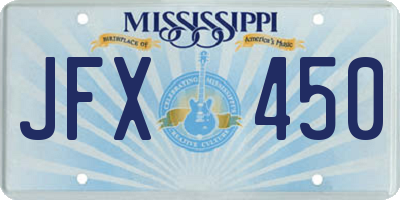 MS license plate JFX450