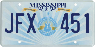 MS license plate JFX451
