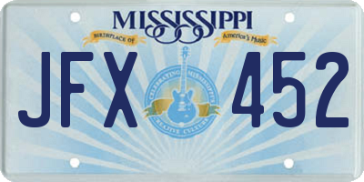 MS license plate JFX452