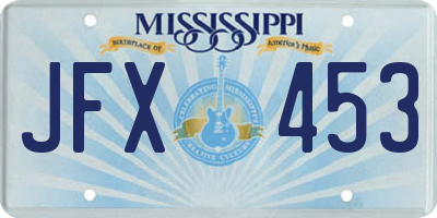 MS license plate JFX453
