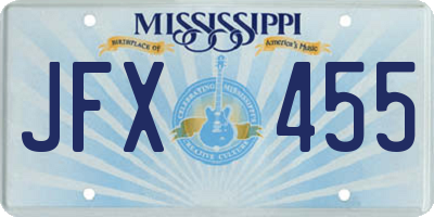 MS license plate JFX455