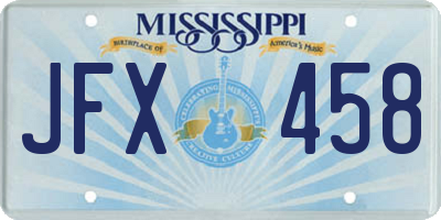 MS license plate JFX458