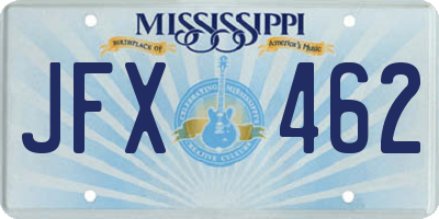 MS license plate JFX462