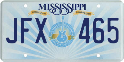 MS license plate JFX465