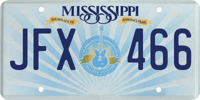 MS license plate JFX466